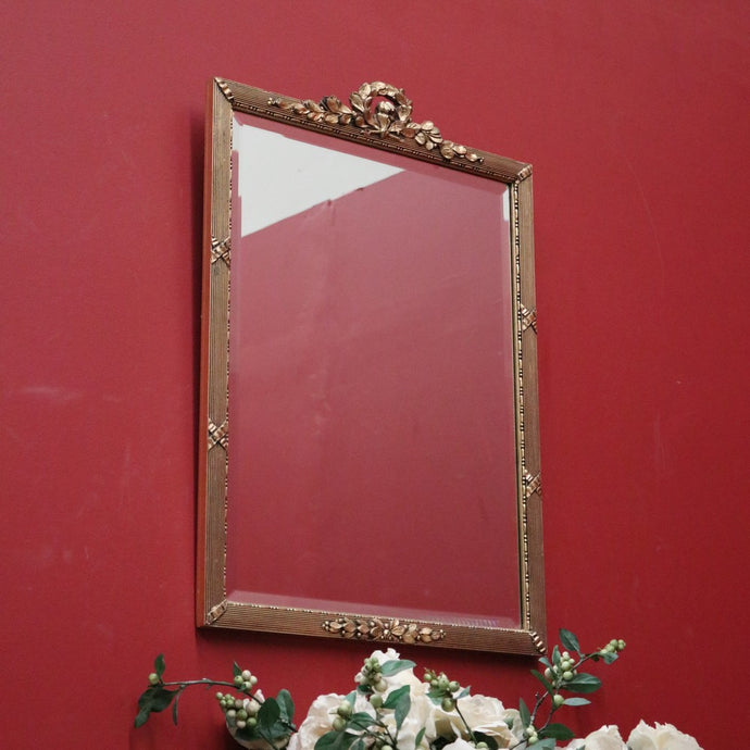 Vintage French, Gilt Timber Mirror, Bevelled Edge Gilt Frame Wall Mirror B11143