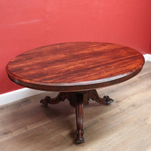 Load image into Gallery viewer, Antique English Rosewood Dining Table, Single Pedestal Kitchen Table Entry Foyer B11110
