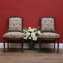Load image into Gallery viewer, Antique French Chairs, Hall bedroom Chairs, Walnut Gilt Frame Rust Amber Flowers B11188
