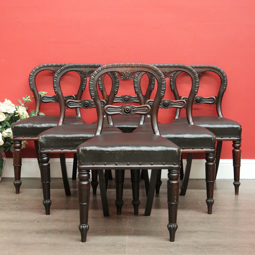 x SOLD Set of 6 Antique English Dining Chairs, Rosewood Dining Chairs Kitchen Chairs. B10325