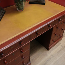Load image into Gallery viewer, x SOLD Antique Australian Cedar and Leather Office Desk, 9 Drawer Office Study Desk B10731
