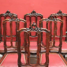 Load image into Gallery viewer, x SOLD Antique French Oak and Burgundy Leather Dining Chairs or Six Kitchen Chairs B11245
