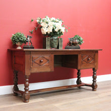 Load image into Gallery viewer, x SOLD Antique French Brittany Cherrywood 2 Drawers Office Writing Desk Hall Foyer Table with Stretcher Base B10724
