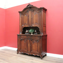 Load image into Gallery viewer, Antique French Walnut 2 Section Carved Buffet Bookcase Display China Cabinet. B11915

