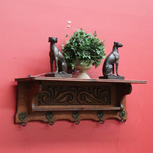 Load image into Gallery viewer, x SOLD Coat Rack, Vintage French Wall Hanging Coat Scarf, Hat Umbrella Rack Brass Hooks B10494
