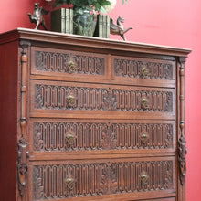 Load image into Gallery viewer, x SOLD Antique French Chest of Drawers, French Oak and Brass Carved Hall Chest Cabinet B10882

