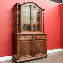 Load image into Gallery viewer, x SOLD Antique French Oak China Cabinet, 2 Height Bookcase with Turned Columns Buffet. B10214
