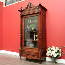 Load image into Gallery viewer, x SOLD Antique French Bookcase China Cabinet, Antique Walnut Glass Door Hall Cupboard. B10250
