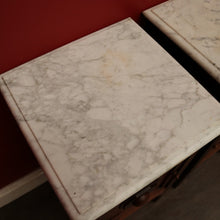 Load image into Gallery viewer, X SOLD Pair of Antique French Bedside Cabinet Oak and Marble Lamp Side Tables Cupboards. B10202
