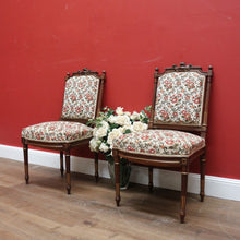 Load image into Gallery viewer, x SOLD Antique French Chairs, Hall bedroom Chairs, Walnut Gilt Frame Rust Amber Flowers B11188
