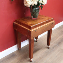 Load image into Gallery viewer, x SOLD Vintage Oak Butchers Block Table, Lamp Table, Hall, Bedside Table Parquetry Top. B11277
