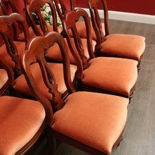 Load image into Gallery viewer, x SOLD Set of 10 Antique English Mahogany Dining Chairs, Kitchen Chairs Velvet Seats. B10287
