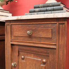 Load image into Gallery viewer, x SOLD Pair of Antique French Bedside Tables, French Oak and Marble Top Lamp Tables B10774

