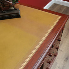 Load image into Gallery viewer, x SOLD Antique Australian Cedar and Leather Office Desk, 9 Drawer Office Study Desk B10731
