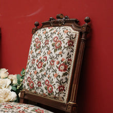 Load image into Gallery viewer, x SOLD Antique French Chairs, Hall bedroom Chairs, Walnut Gilt Frame Rust Amber Flowers B11188
