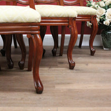 Load image into Gallery viewer, x SOLD 6 Antique English Dining Chairs, Shell Balloon Back Kitchen Chairs, Fabric Seats B10824
