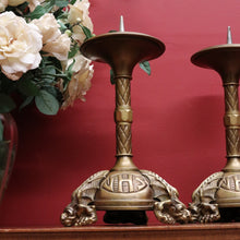 Load image into Gallery viewer, x SOLD Pair of Antique French Candle Holders, Antique Church Candle Sticks, IHS, Dragon B10765
