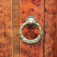 Load image into Gallery viewer, x SOLD Antique French Bedside Cabinet, Burr Walnut, Marble and Brass Lamp Side Tables. B10435
