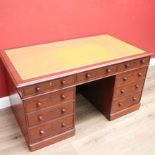 Load image into Gallery viewer, x SOLD Antique Australian Cedar and Leather Office Desk, 9 Drawer Office Study Desk B10731
