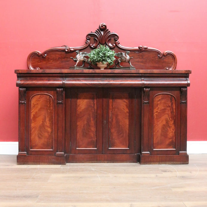 Antique English Mahogany Sideboard, Antique Inverted Front Sideboard Cabinet B11017