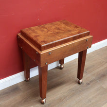 Load image into Gallery viewer, x SOLD Vintage Oak Butchers Block Table, Lamp Table, Hall, Bedside Table Parquetry Top. B11277
