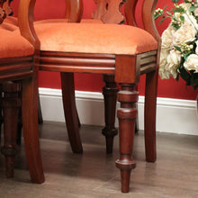 Load image into Gallery viewer, x SOLD Set of 10 Antique English Mahogany Dining Chairs, Kitchen Chairs Velvet Seats. B10287
