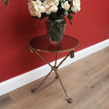 Load image into Gallery viewer, x SOLD Vintage Italian Brass Faux Bamboo Glass Top Lamp Table or Side Wine Table B11235
