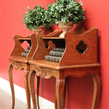 Load image into Gallery viewer, x SOLD Pair of Antique Bedside Cabinets Tables, French Oak Lamp Tables, Side Tables. B10525
