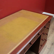 Load image into Gallery viewer, x SOLD Antique Australian Cedar and Leather Office Desk, 9 Drawer Office Study Desk B10731
