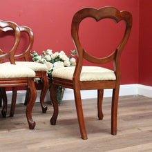 Load image into Gallery viewer, x SOLD 6 Antique English Dining Chairs, Shell Balloon Back Kitchen Chairs, Fabric Seats B10824
