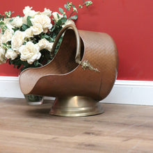 Load image into Gallery viewer, SALE Antique French Brass and Copper Coal Scuttle, Coal Bucket, Fire Wood Holder B10777
