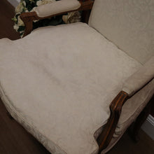 Load image into Gallery viewer, x SOLD Vintage Oak Louis Style Bergere Single Armchair with Cream fabric and Cushion B10711
