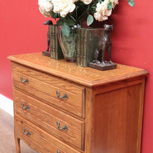 Load image into Gallery viewer, x SOLD Vintage French Chest of Drawers, French Oak and Brass 3 Drawer Hall Cupboard B10807
