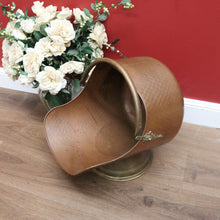 Load image into Gallery viewer, SALE Antique French Brass and Copper Coal Scuttle, Coal Bucket, Fire Wood Holder B10777
