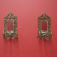 Load image into Gallery viewer, x SOLD Pair of Antique French Brass and Mirror Girandoles, Candle Holders, Wall Sconces B11241
