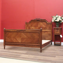 Load image into Gallery viewer, x SOLD Antique French Walnut Bed, French Walnut Double Bed including Slats, DOUBLE B10835
