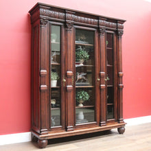 Load image into Gallery viewer, x SOLD Antique Dutch Bookcase, Oak and Glass Door Bookcase, China Display Cabinet B11068
