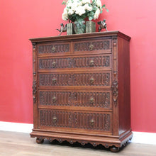 Load image into Gallery viewer, x SOLD Antique French Chest of Drawers, French Oak and Brass Carved Hall Chest Cabinet B10882
