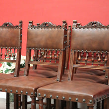 Load image into Gallery viewer, x SOLD Set of 8 Antique French Dining Chairs, Kitchen Chairs with Brass Studs to Seats. B10281
