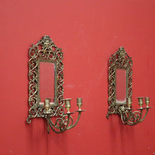 Load image into Gallery viewer, x SOLD Pair of Antique French Brass and Mirror Girandoles, Candle Holders, Wall Sconces B11241
