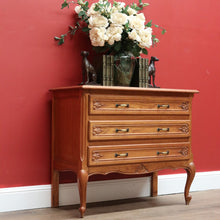Load image into Gallery viewer, x SOLD Vintage French Chest of Drawers, Oak and Brass Handle Hall Cabinet Lamp Cupboard B10198
