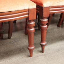 Load image into Gallery viewer, x SOLD Set of 10 Antique English Mahogany Dining Chairs, Kitchen Chairs Velvet Seats. B10287
