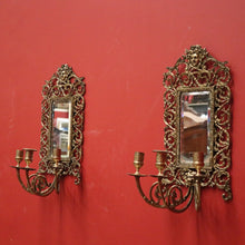 Load image into Gallery viewer, x SOLD Pair of Antique French Brass and Mirror Girandoles, Candle Holders, Wall Sconces B11241

