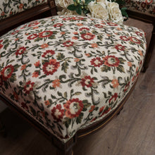 Load image into Gallery viewer, x SOLD Antique French Chairs, Hall bedroom Chairs, Walnut Gilt Frame Rust Amber Flowers B11188
