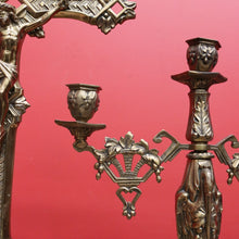 Load image into Gallery viewer, x SOLD Antique French Brass Church Altar Cross Crucifix Trio with Candle Stick Holders B10547
