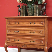 Load image into Gallery viewer, x SOLD Vintage French Chest of Drawers, Oak and Brass Handle Hall Cabinet Lamp Cupboard B10198
