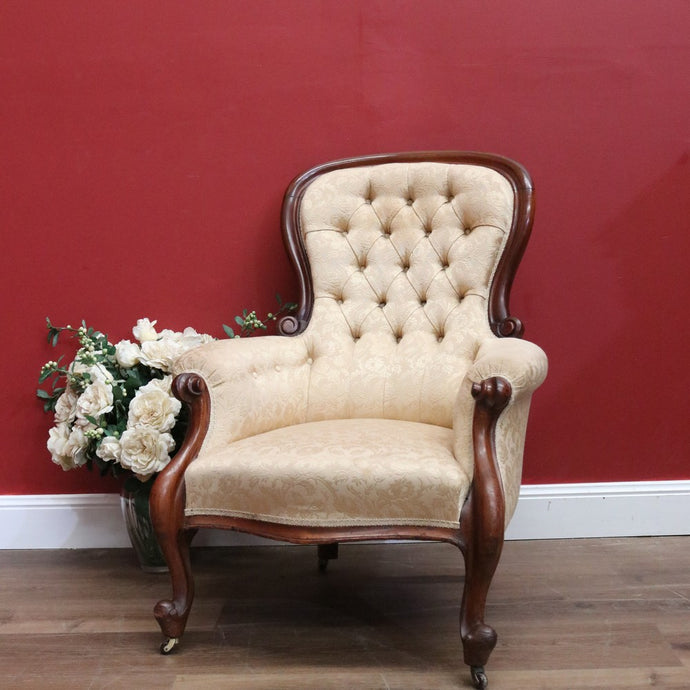 Antique Grandfather Chair, Antique English Mahogany Arm Chair, Grandfather Chair B11016