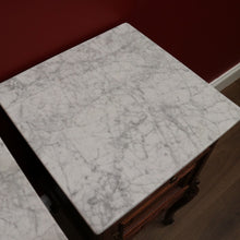 Load image into Gallery viewer, x SOLD Antique Bedside Tables Cabinets, Lamp Side Tables Antique French Oak and Marble Tops B10297
