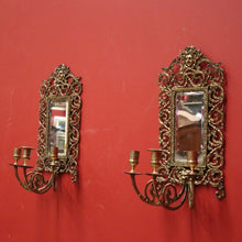Load image into Gallery viewer, x SOLD Pair of Antique French Brass and Mirror Girandoles, Candle Holders, Wall Sconces B11241
