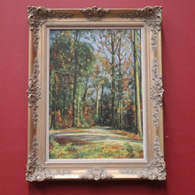 Load image into Gallery viewer, x SOLD Antique Oil on Canvas, Signed Van Lens Bottom Right, Forest Scene, Framed Oil. B11220
